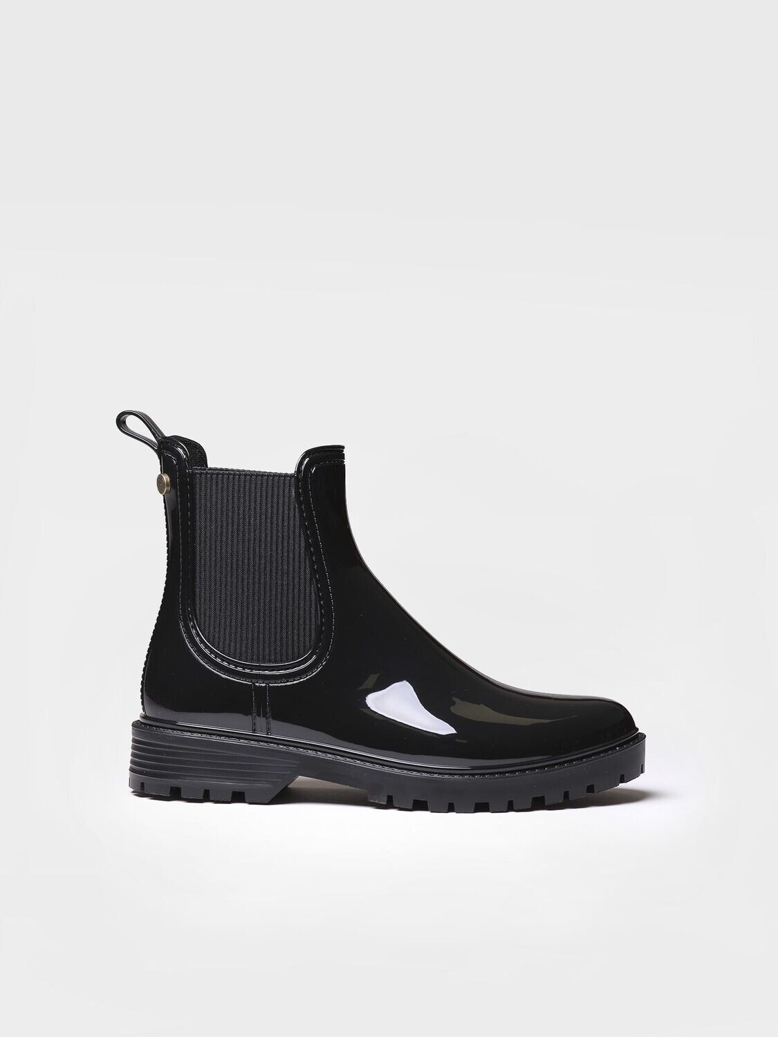 Bota de agua baja para mujer en goma en tonos brillantes CAVAN - Negro