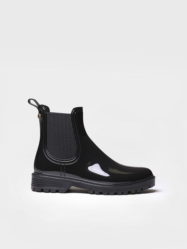 Bota de agua baja para mujer en goma en tonos brillantes CAVAN - Negro