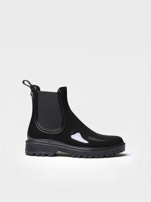 Bota de agua baja para mujer en goma en tonos brillantes CAVAN - Negro