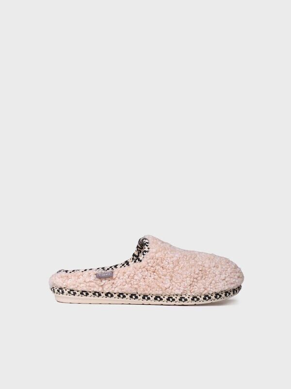 DARLA-SB - BEIGE - Zapatilla de casa tipo zueco para mujer en borrego