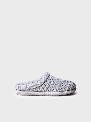 DOMI-SR - GRIS -  Zapatilla de casa tipo zueco para mujer en tejido trenzado