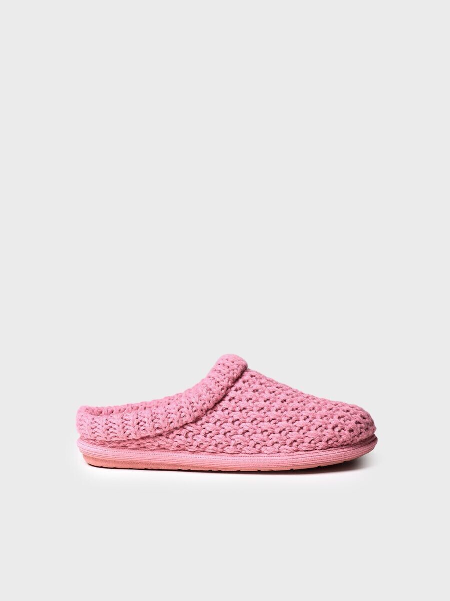 DOMI-SR - ROSA -  Zapatilla de casa tipo zueco para mujer en tejido trenzado