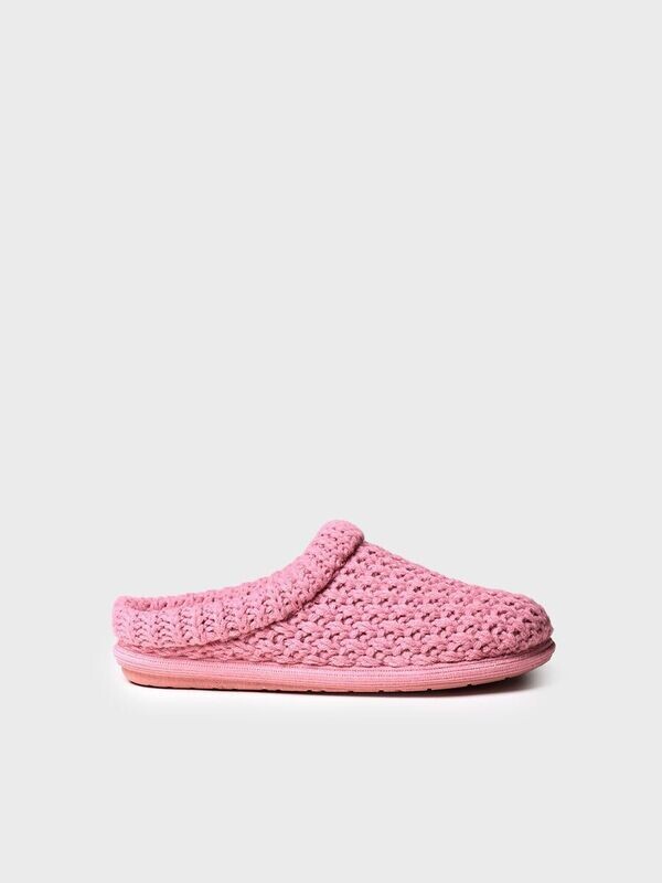 DOMI-SR - ROSA -  Zapatilla de casa tipo zueco para mujer en tejido trenzado