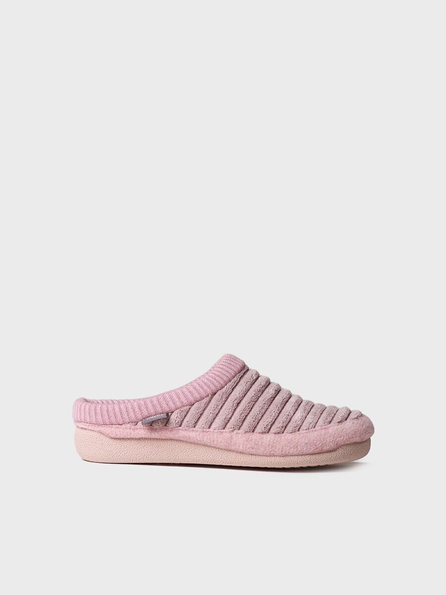MALU-OD - NUDE - Zapatilla tipo zueco para mujer en fieltro y pelo sintético