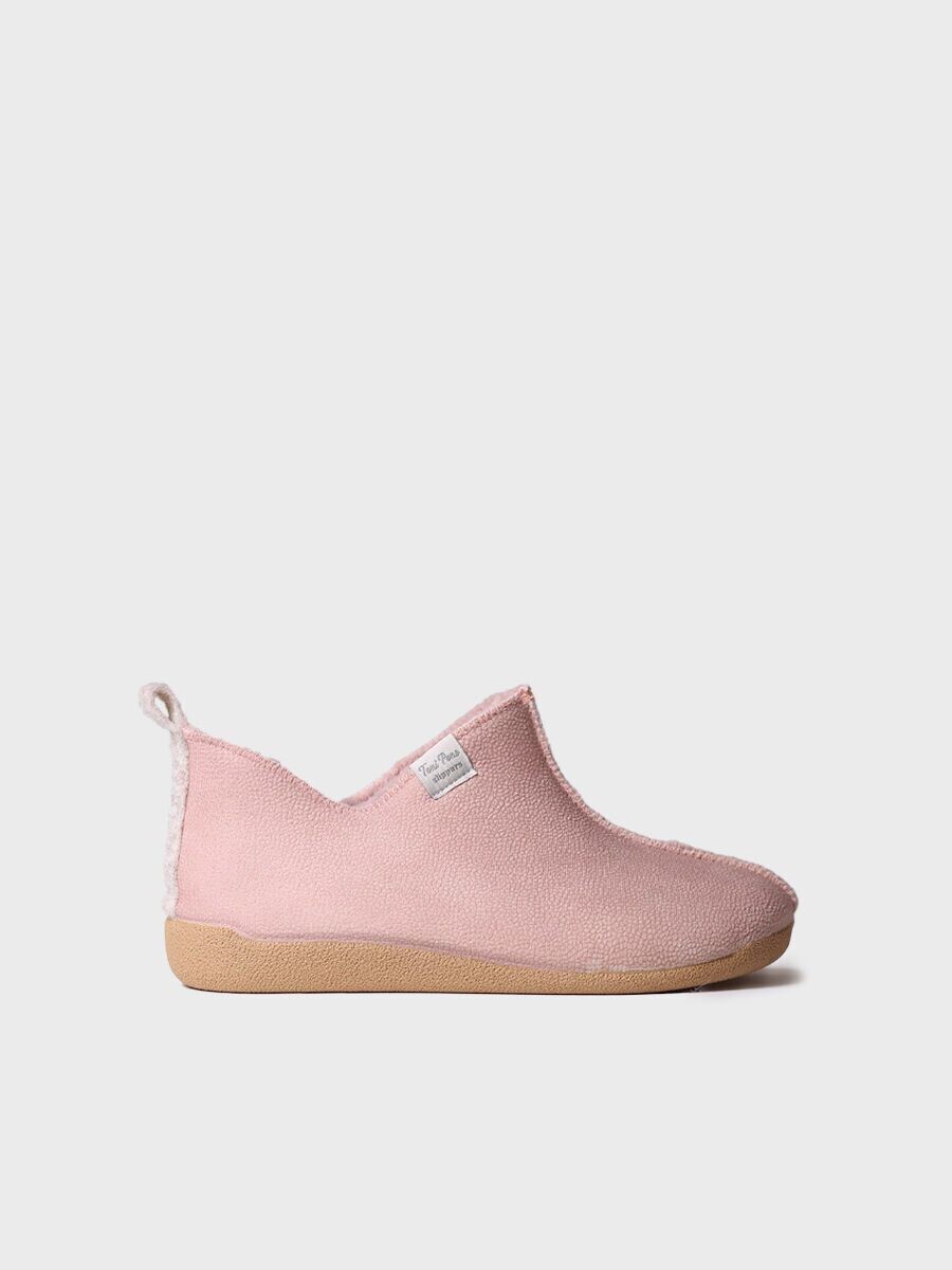 MOSCU-BD - Cuiro- Zapatilla de casa para mujer hecha en tejido efecto piel, Color: Rosa