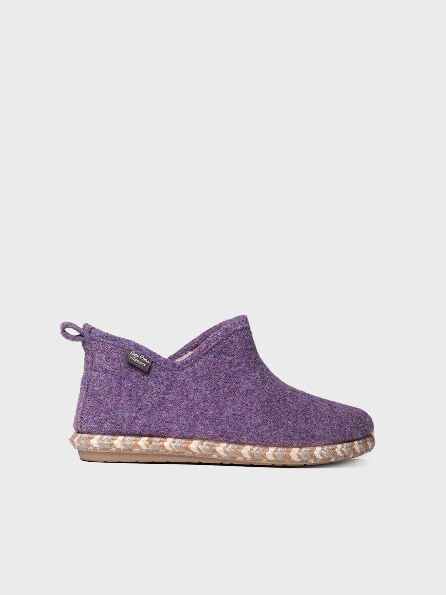 DUNA-FP-MORAT -Zapatilla de casa tipo botín para mujer hecha en fieltro, Color: Morado
