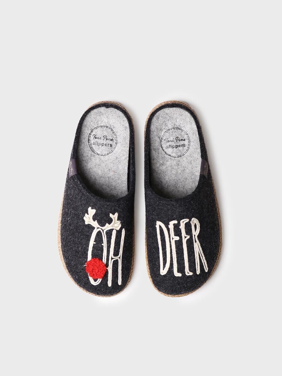 DELI-DR Slippers para mujer en fieltro, Color: Negro