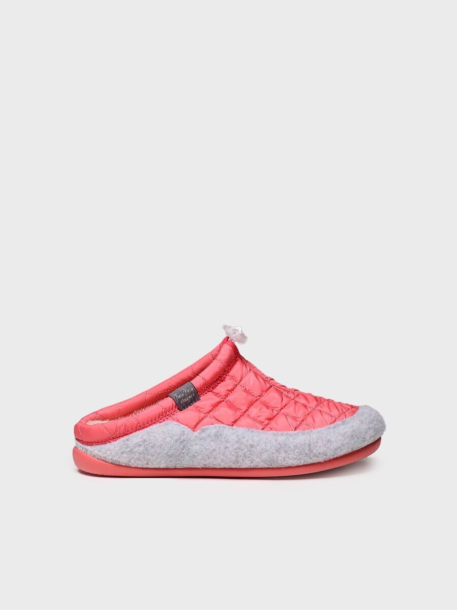 MEL-UM Zapatilla de casa para mujer hecha en tejido y fieltro, Color: Coral