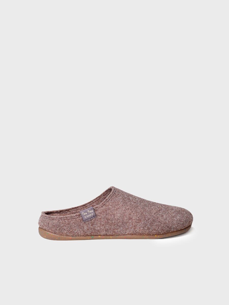 MONA-FR - Zapatilla de casa para mujer hecha en fieltro reciclado, color: taupe