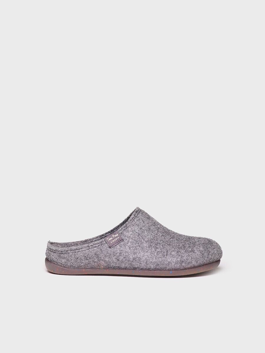 MONA-FR - Zapatilla de casa para mujer hecha en fieltro reciclado, color: gris