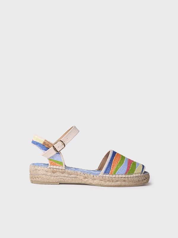 GARBET - SANDALIA PLANA DE MUJER CON BORDADO MULTICOLOR