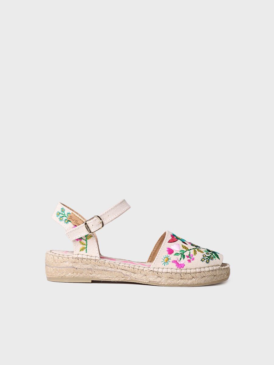 GARBET - SANDALIA PLANA DE MUJER CON BORDADO MULTICOLOR, Color: Floral