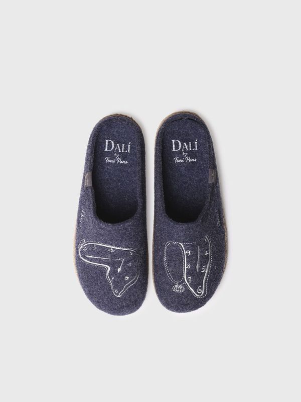 Zapatillas de casa de hombre inspiradas en la obra de Salvador Dalí en azul marino - SOMNI