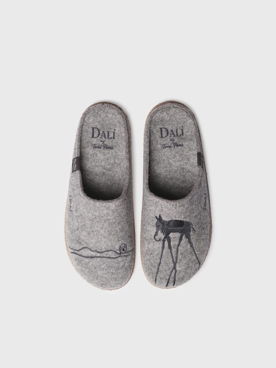 Zapatillas de casa para hombre inspiradas en la obra de Salvador Dalí en gris - FORTALESA