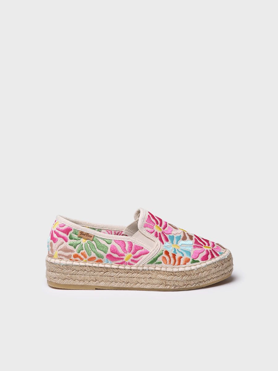 ALPARGATA CERRADA DE ALGODÓN BORDADA MULTICOLOR | POLA