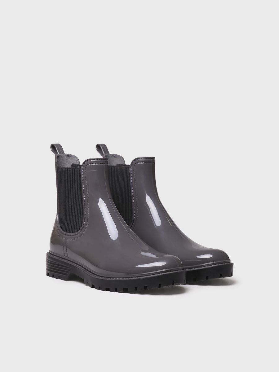 Bota de agua baja para mujer en goma en tonos brillantes CAVAN - Gris