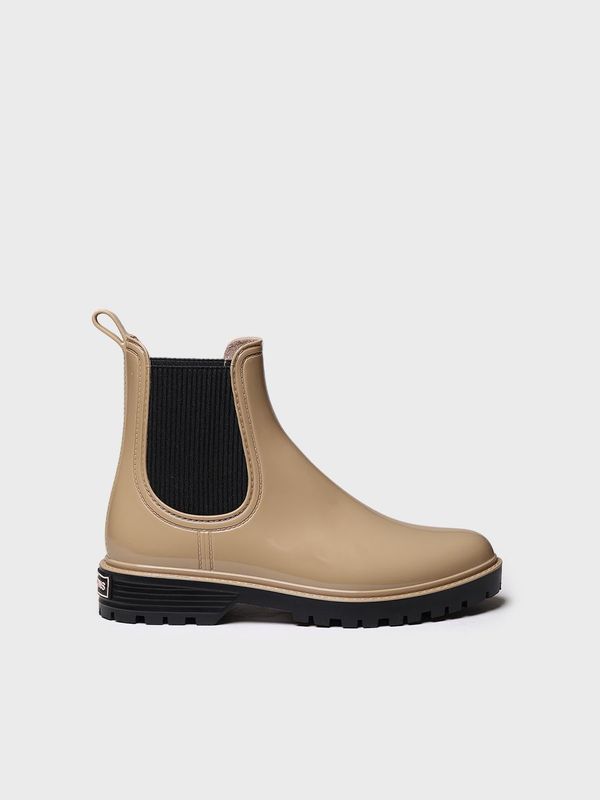 Bota de agua baja para mujer en goma en tonos brillantes CAVAN - beige