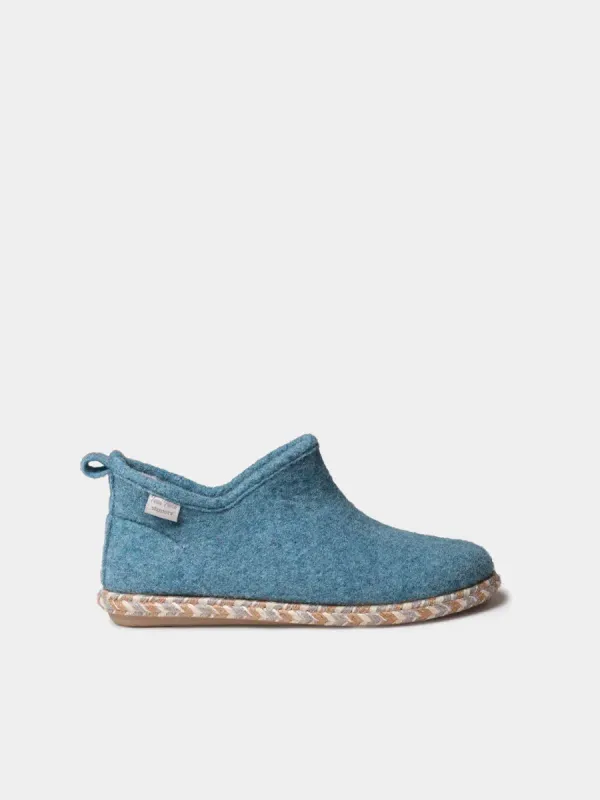 DUNA- FP- Turquesa Zapatilla de casa para mujer hecha en fieltro
