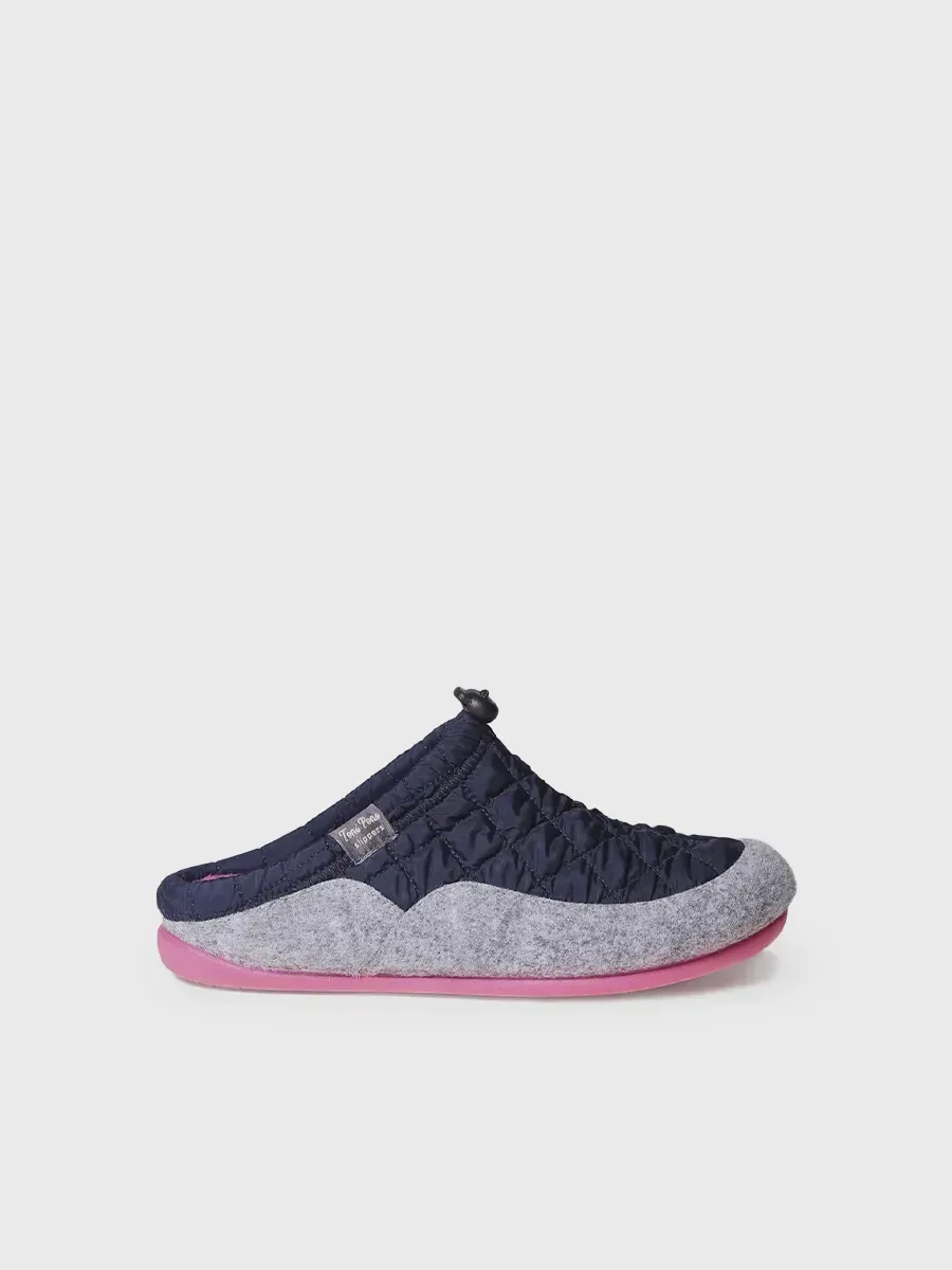 MEL-UM Zapatilla de casa para mujer hecha en tejido y fieltro