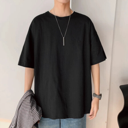 Short Sleeve Black White Loose T Shirt (لا تشتري الان الموقع قيد التطوير)