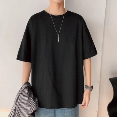 Short Sleeve Black White Loose T Shirt (لا تشتري الان الموقع قيد التطوير)
