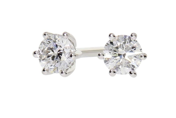 GRACE diamond earrings, made of 14 ct. white gold and 2 x 0,15 ct. TW/SI brilliant cut diamonds