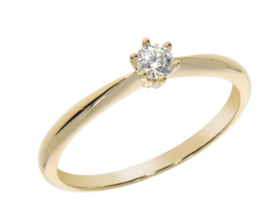 GRACE stud diamond ring, made of 14 ct. yellow gold and 0,10 ct. TW/SI diamond