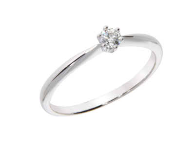 GRACE stud diamond ring, made of 14 ct. white gold and 0,10 ct. TW/SI diamond