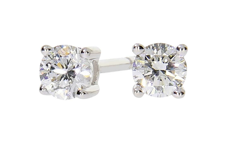 ENJOY diamond stud earrings, made of 14 ct. white gold and 2 x 0,10 ct. TW/SI diamonds