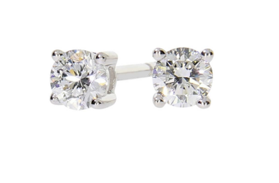 ENJOY diamond stud earrings, made of 14 ct. white gold and 2 x 0,20 ct. TW/SI diamonds
