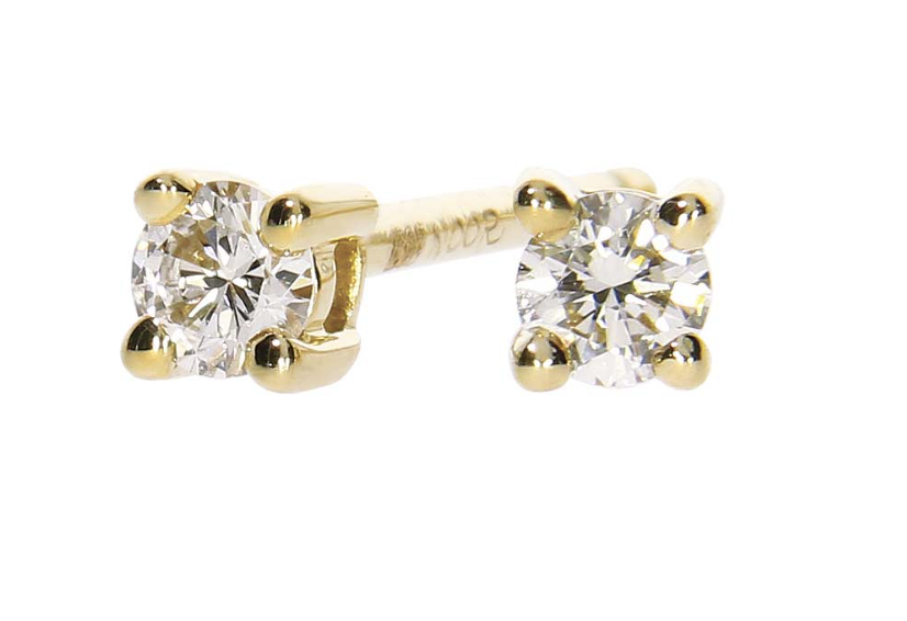 ENJOY diamond stud earrings, made of 14 ct. yellow gold and 0,05 x 2 TW/SI diamonds