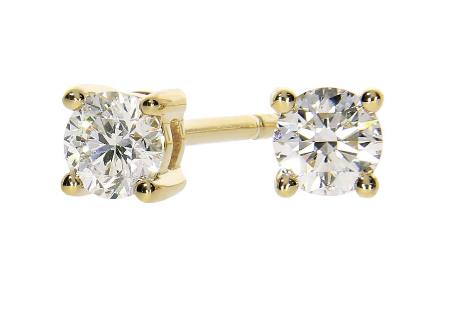ENJOY diamond stud earrings, made of 14 ct. yellow gold and 2 x 15 ct. TW/SI diamonds