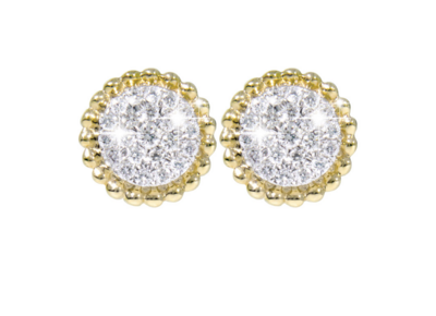 SIRIUS diamond earrings, made of 14 ct. yellow gold and 0,15 ct. TW/SI diamonds