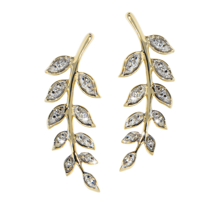 EDEN diamond earrings, made of 14 ct. yellow gold and 0,08 ct. W/SI diamonds