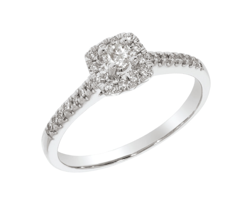 AURORA diamond ring, made of 14 ct. white gold and 0,40 ct. TW/SI diamonds. (centerpiece 0,20 ct.)