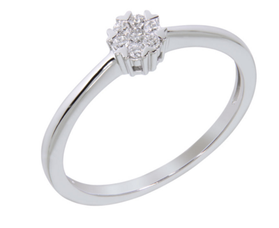 FLORA diamond ring, made of 14 ct. white gold and 0,11 ct. TW/SI diamonds
