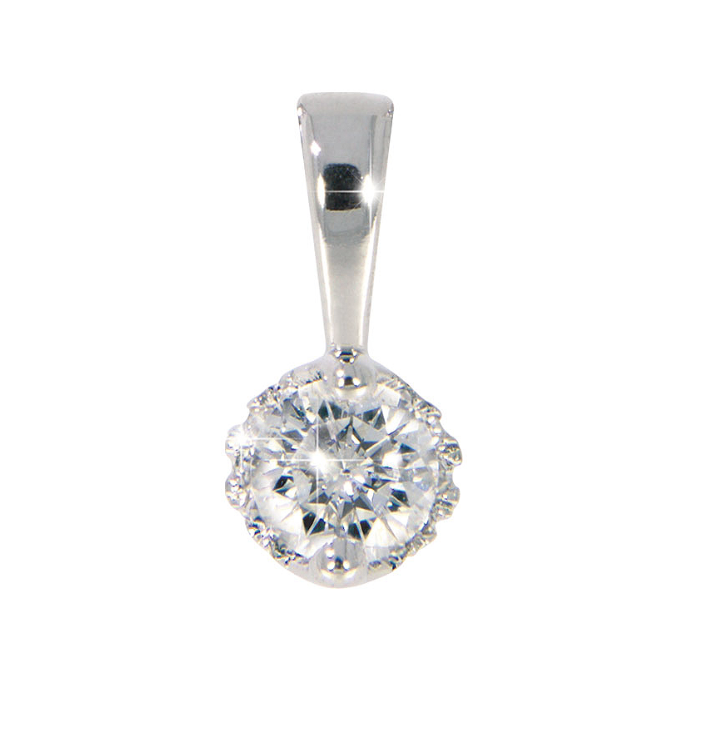 SECRET small diamond pendant, made of 14. ct. white gold and 0,17 ct. TW/SI diamonds