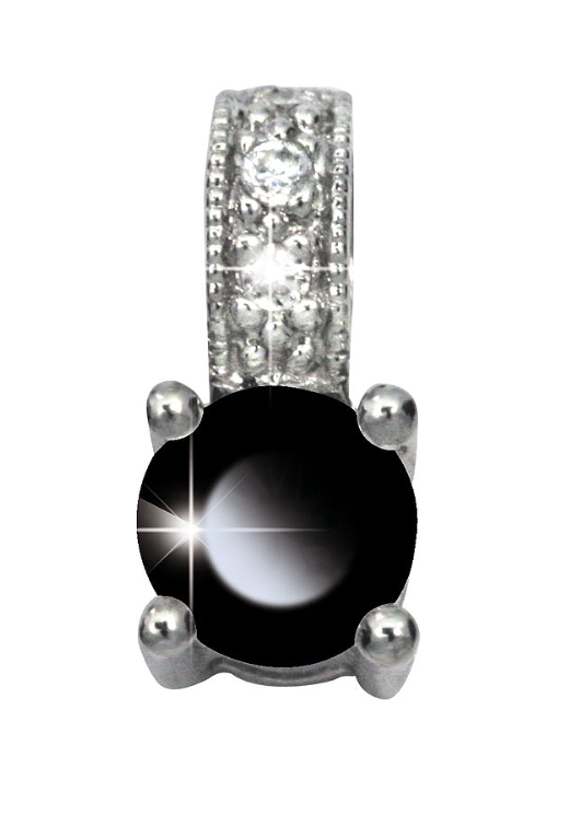 POLAR black diamond pendant, made of 14 ct. white gold, 0,02 ct. TW/SI diamonds and black diamond 4 mm.