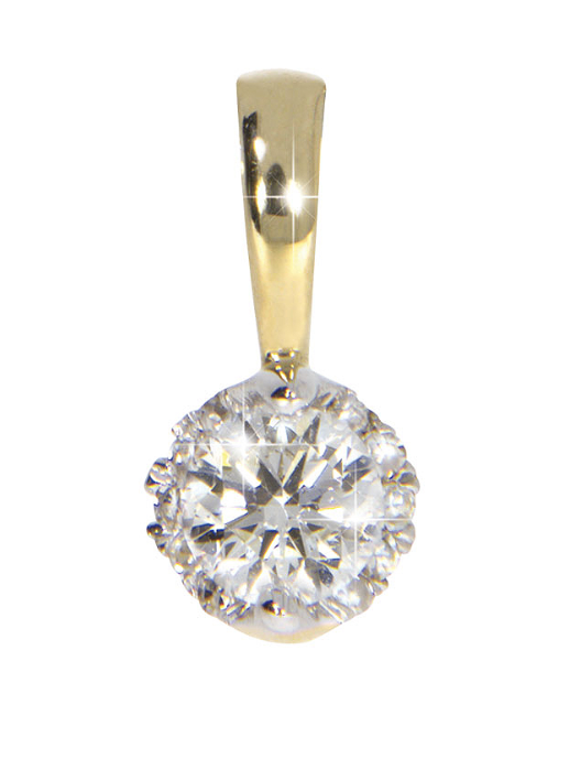 SECRET small diamond pendant, made of 14 ct. yellow gold and 0,17 ct. TW/SI diamonds