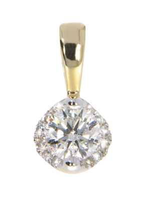 SECRET large diamond pendant, made of 14 ct. yellow gold and 0,28 ct. TW/SI diamonds