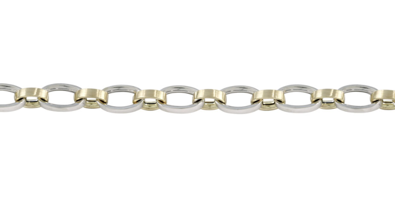 PIANO bracelet, made of 14 ct. yellow and white gold 6,2 mm. 18 cm.
