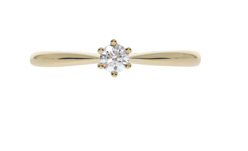 GRACE stud diamond ring, made of 14 ct. yellow gold and 0,20 ct. TW/SI diamond