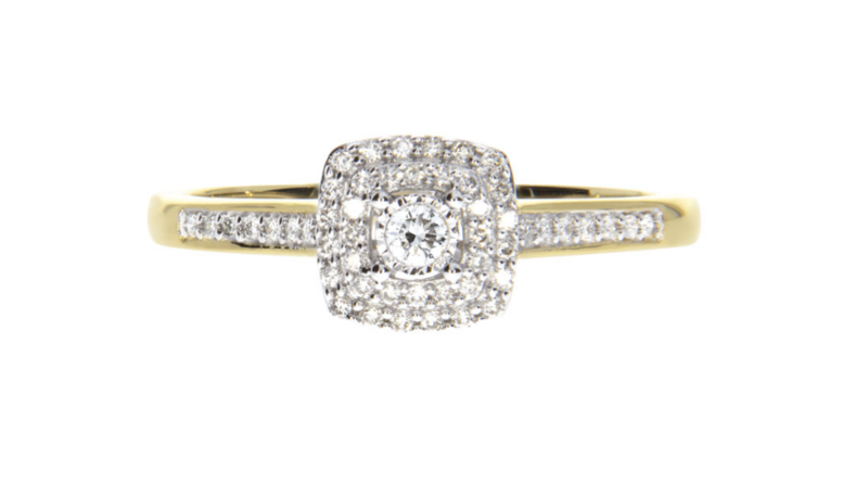 GLORIA diamond ring, made of 14 ct. yellow gold and 0,19 ct. TW/SI diamonds