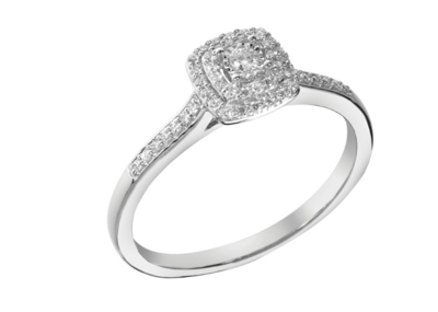GLORIA diamond ring, made of 14 ct. white gold and 0,19 ct. TW/SI diamonds