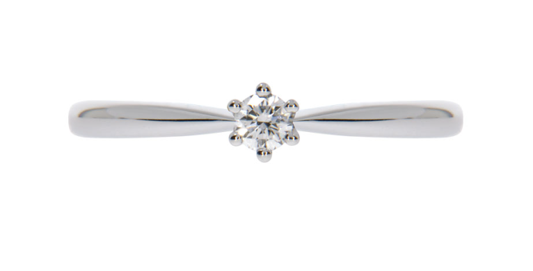 GRACE stud diamond ring, made of 14 ct. white gold and 0,15 ct. TW/SI diamond