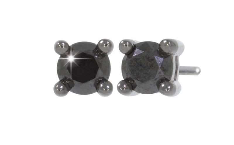 LEXA earrings, made of 14 ct. white gold and 0,24 ct. black diamonds