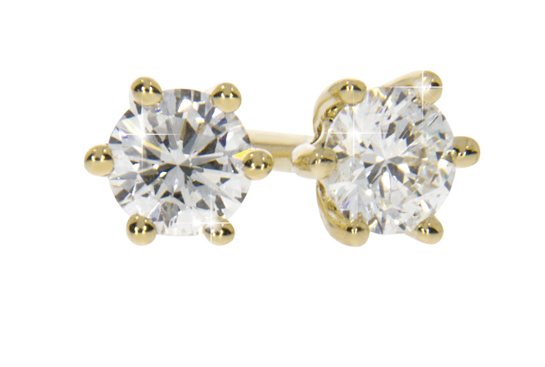 GRACE diamond earrings, made of 14 ct. yellow gold and 2 x 0,10 ct, TW/SI, brilliant cut diamonds