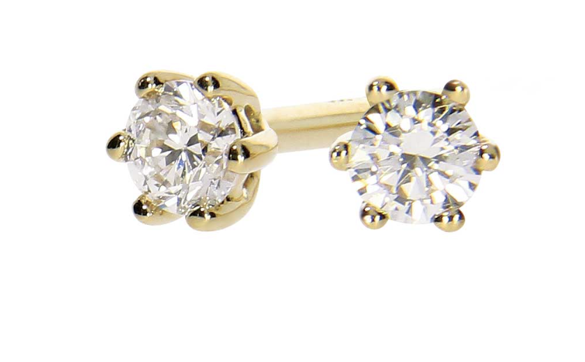 GRACE diamond earrings, made of 14 ct. yellow gold and 2 x 0,20 ct. TW/SI diamonds