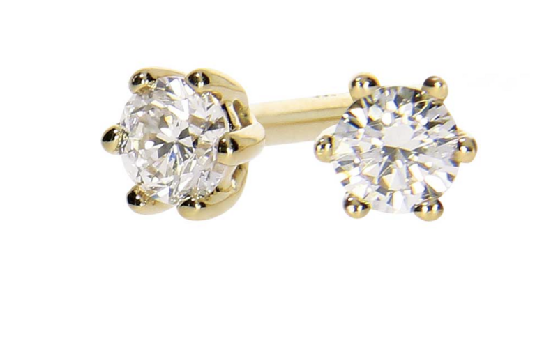 GRACE diamond earrings, made of 14 ct. yellow gold and 2 x 0,20 ct. TW/SI diamonds