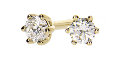 GRACE diamond earrings, made of 14 ct. yellow gold and 2 x 0,20 ct. TW/SI diamonds